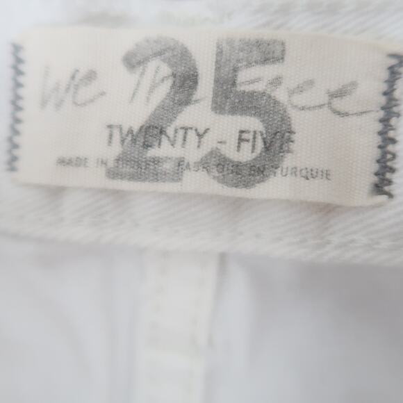 Free People white denim mid rise straight leg distressed jeans 25 - Picture 4 of 5